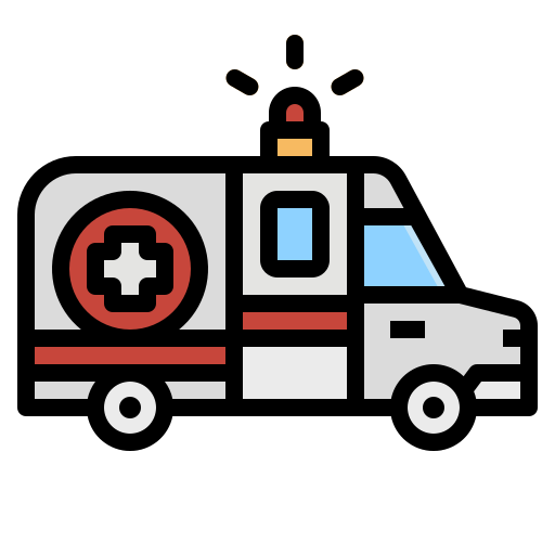Ambulance, emergency, medical, transportation, vehicle icon