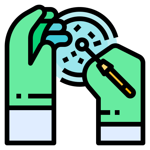 Dish, hand, medical, petri, research, science, virus icon