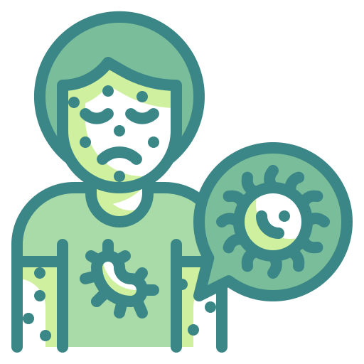 Cell, disease, infect, infected, medical, person, virus icon