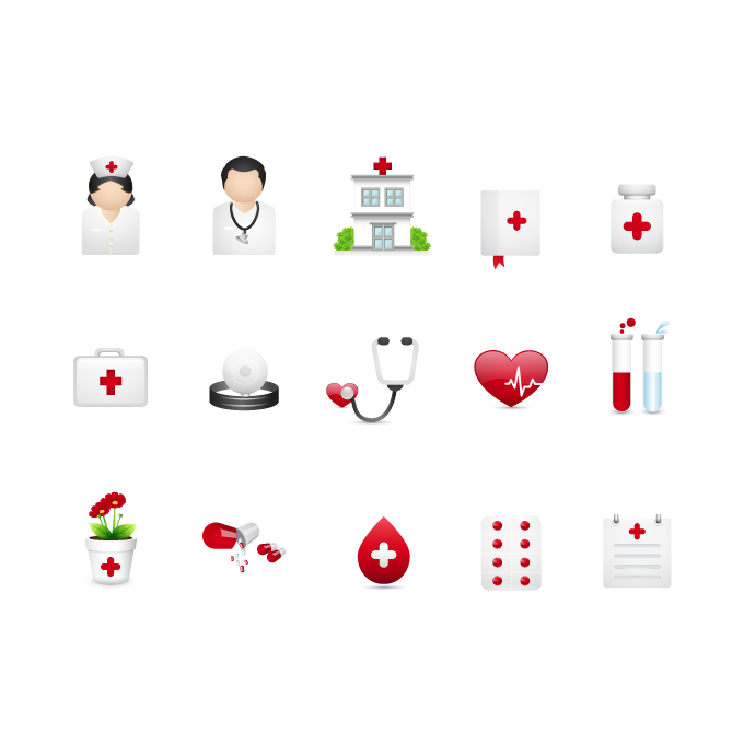 Medical icon set icon 64x64