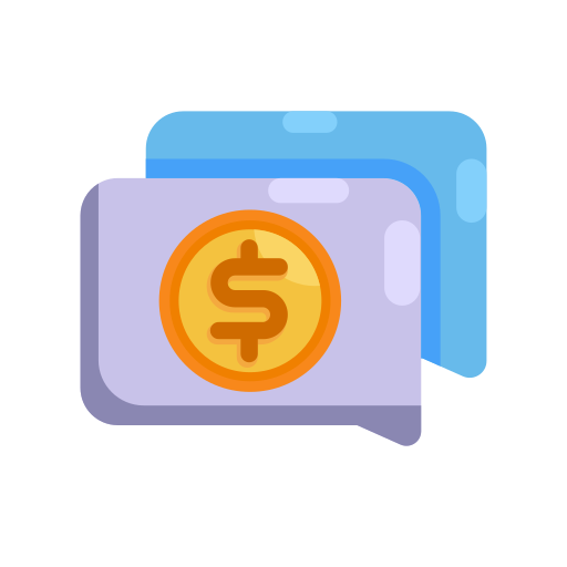 Bubble, chat, coin, communication, finance, interaction, money icon
