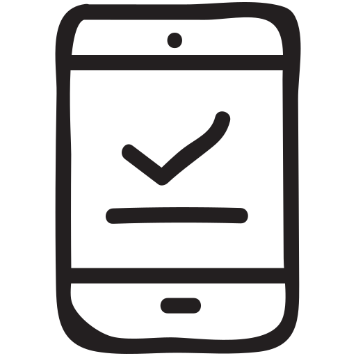 Check, device, mobile, multimedia, phone, sync, tick icon