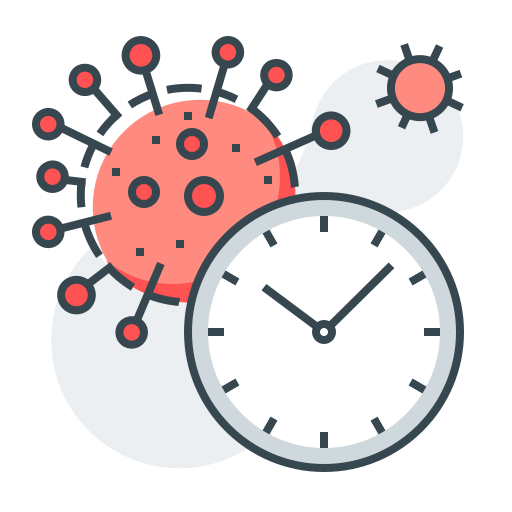 Clock, coronavirus, covid, time, timer, virus, watch icon