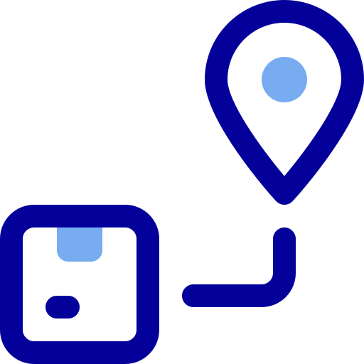 Route, way, box, location, delivery, map icon