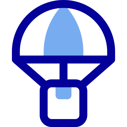 Parachute, air, shipping, box, package, delivery, shipment icon