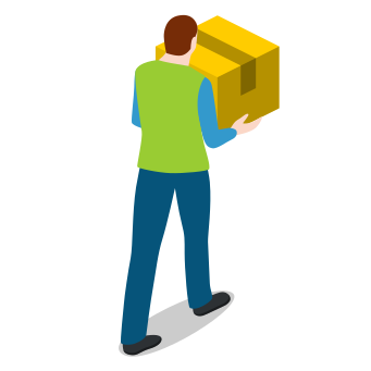 Box, carrying, male, man, walking, warehouse, warehouseman icon
