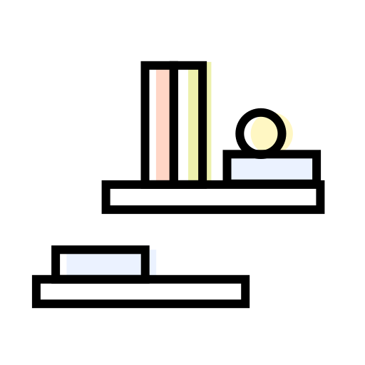 Books, decoration, interior, shelves icon