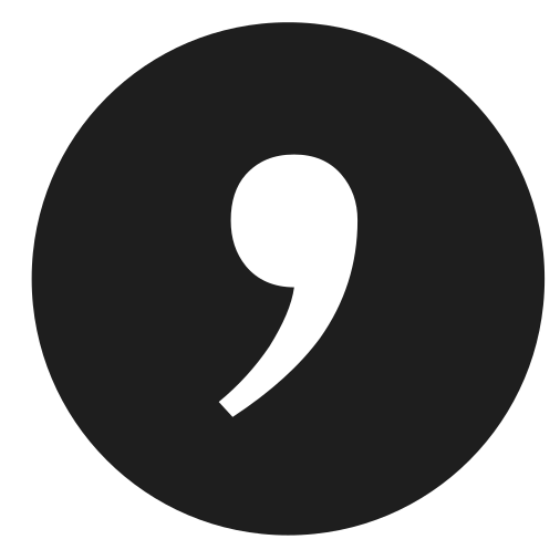 And, character, comma, sign icon