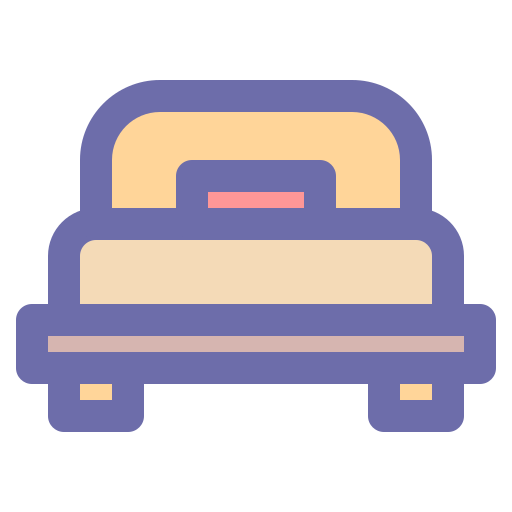 Bed, furniture, interior, pillow, rest icon