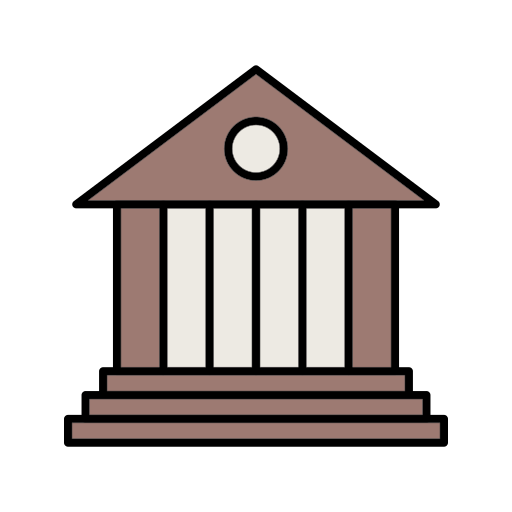 Bank, building, business, financial icon