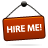 Hire, me, red, sign icon