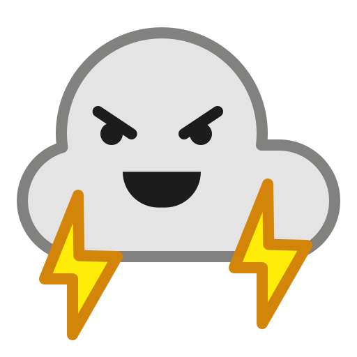 Angry, cloud, emoticon, smiley, thunder, weather icon