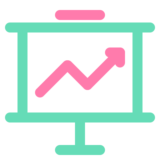 Up, trend, blue, pink, direction icon