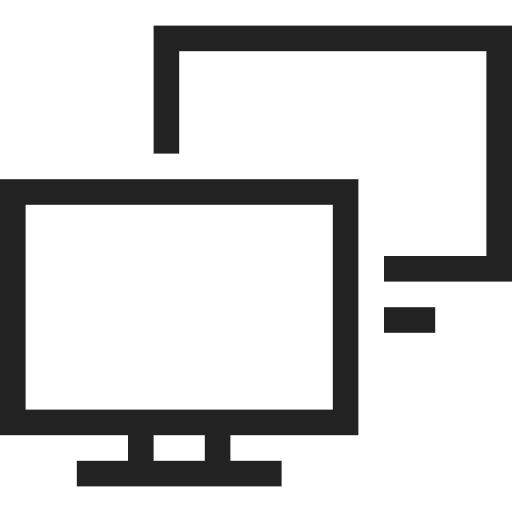 Desktop, double, monitor, screen, device, technology icon
