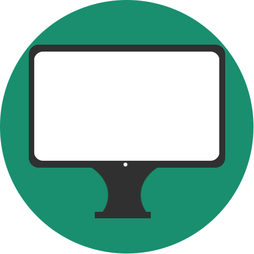 Display, green, minmal, monitor, white icon