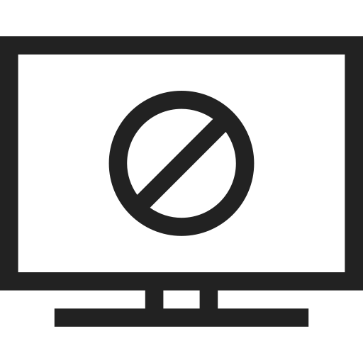 Ban, computer, monitor, screen, display, interface, vue icon