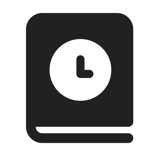 Ic, fluent, book, clock, filled icon