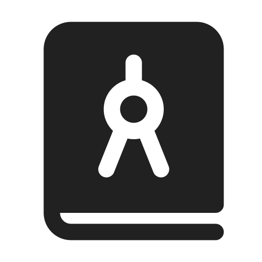 Ic, fluent, book, compass, filled icon