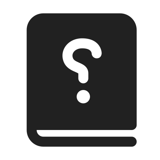 Ic, fluent, book, question, mark, filled icon