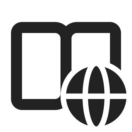 Ic, fluent, book, open, globe, filled icon
