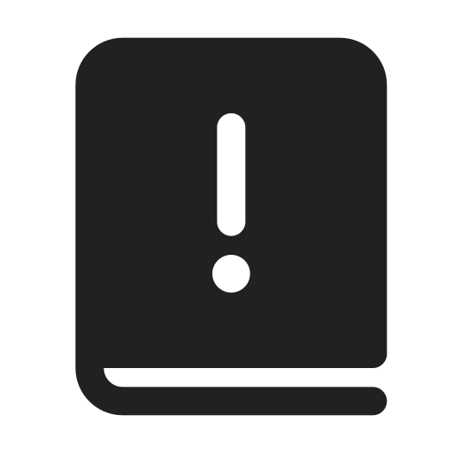 Ic, fluent, book, exclamation, mark, filled icon