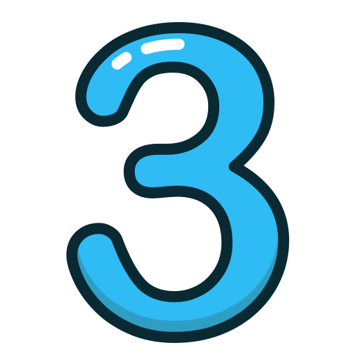 Blue, number, numbers, study, three icon