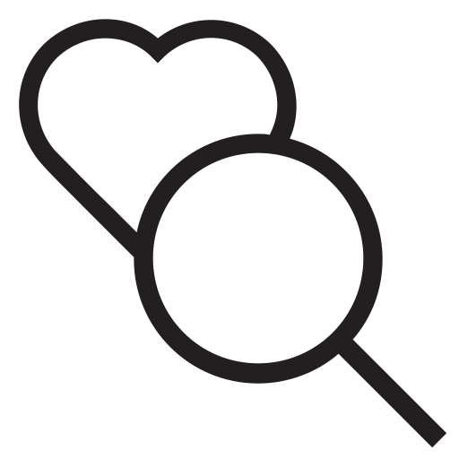 Heart, like, liked, loupe, search icon