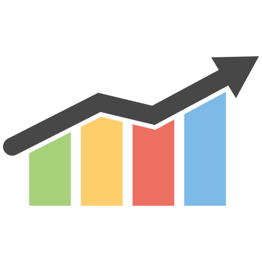 Arrow, bar, graph, growth icon