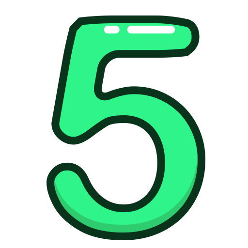 Green, number, five, numbers, study icon