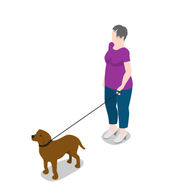 Dog, female, standing, woman, avatar, human, person icon