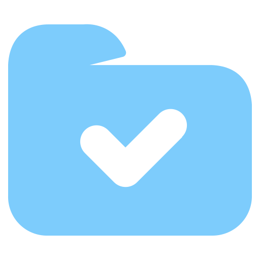 Added, done, downloaded, folder icon