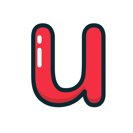 Letter, lowercase, red, u icon