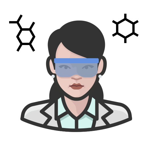 Coronavirus, female, virologist, white icon