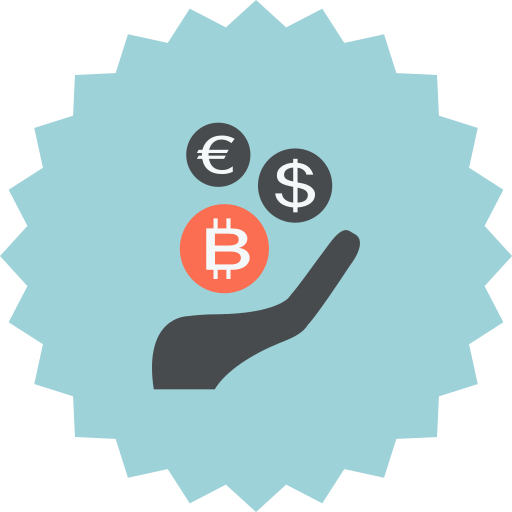 Bitcoin, coins, dollar, ecommerce, euro, hand, money icon