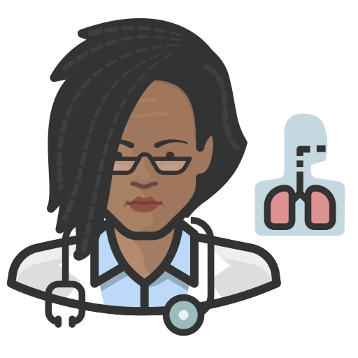 African, coronavirus, female, pulmonologist icon