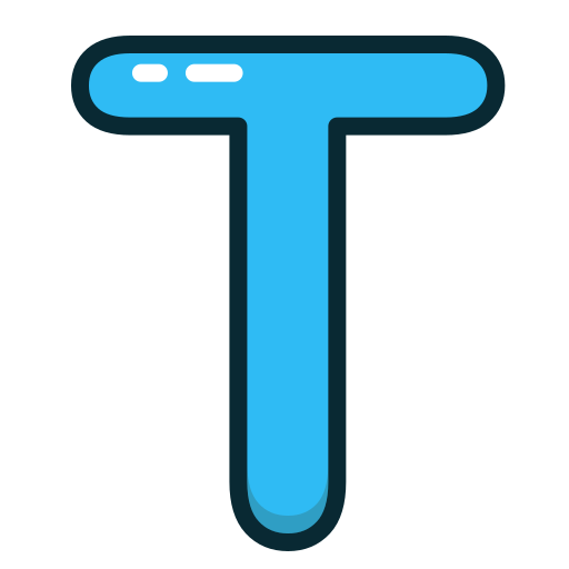 Blue, letter, t, alphabet, letters icon