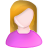Female, ginger, pink, user, white icon