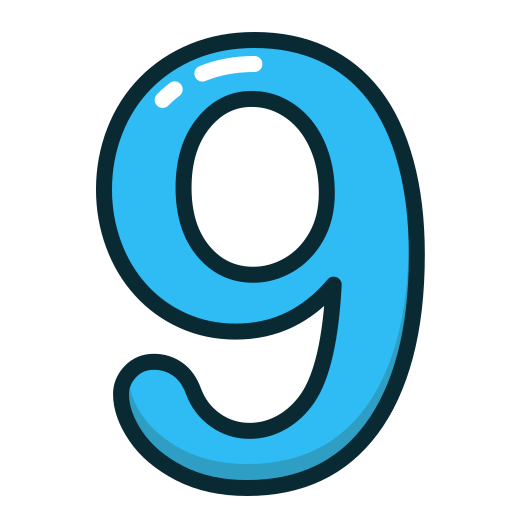 Blue, number, nine, numbers, study icon