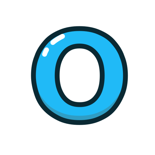 Blue, letter, lowercase, o icon