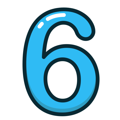 Blue, number, numbers, six, study icon