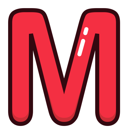 Letter, m, red, alphabet, letters icon