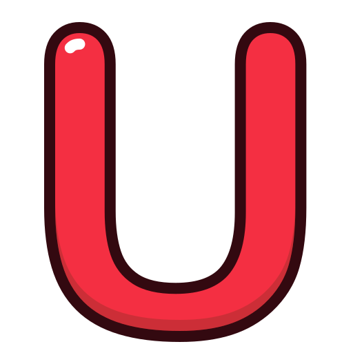 Letter, red, u, alphabet, letters icon