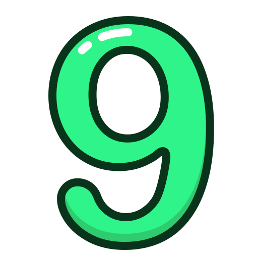 Green, number, nine, numbers, study icon