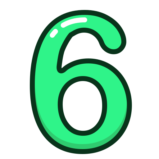 Green, number, numbers, six, study icon