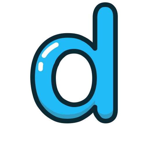 Blue, d, letter, lowercase icon