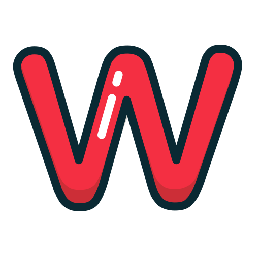 Letter, lowercase, red, w icon