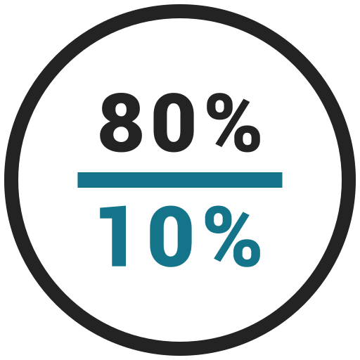 Eighty, percent, rate, ten icon