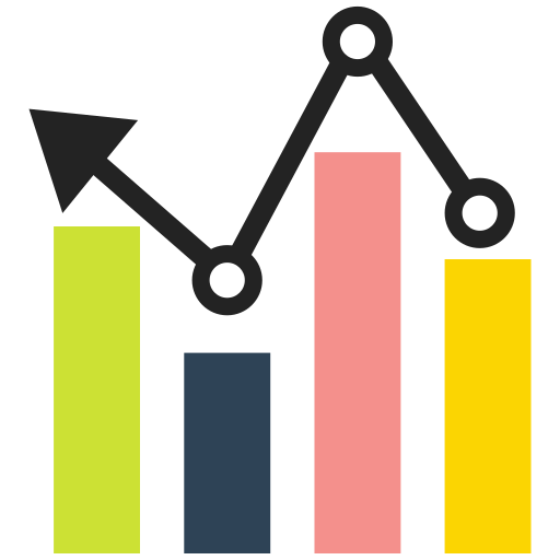 Arrow, bar, graph, growth icon