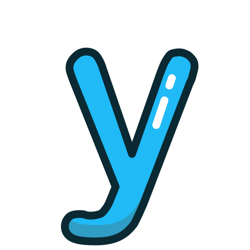 Blue, letter, lowercase, y icon