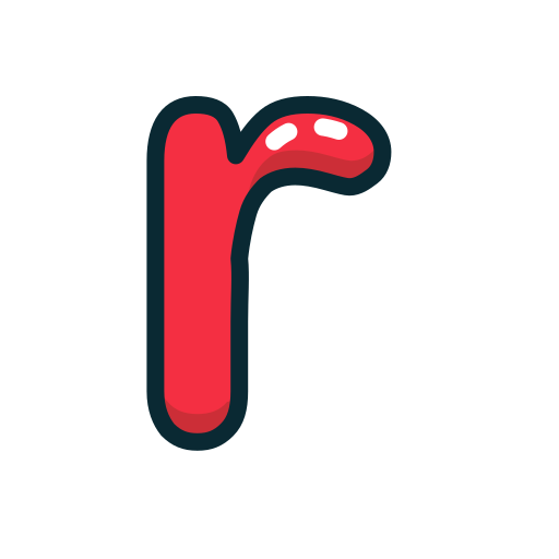 Letter, lowercase, r, red icon
